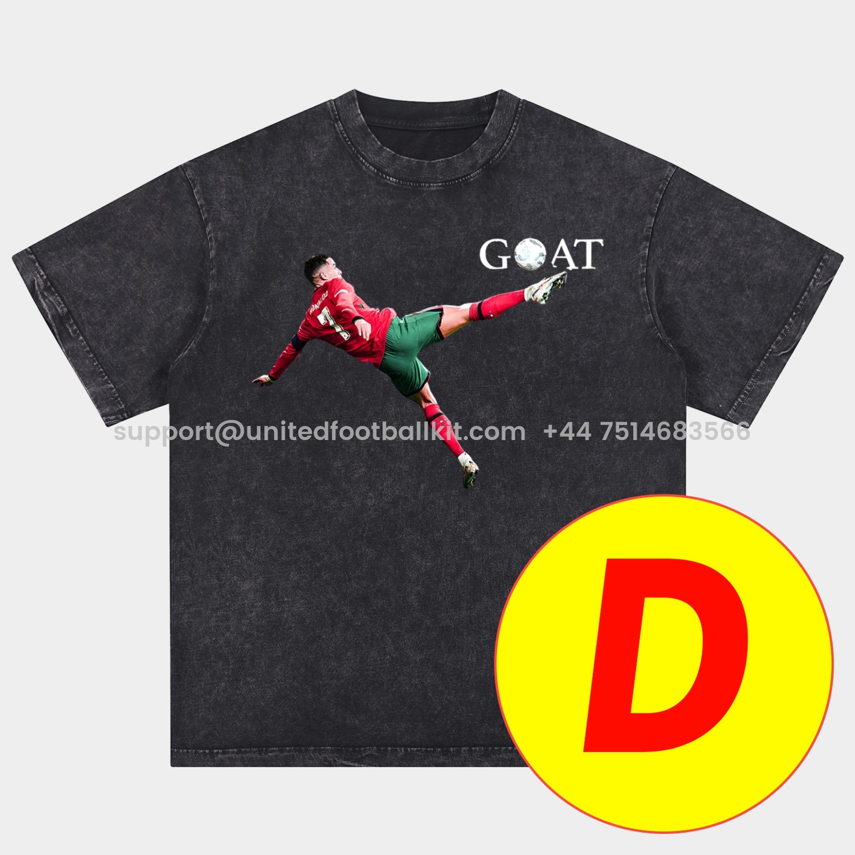 Unitedfootballkit.com | Cristiano Ronaldo Portugal Real Madrid Manchester United Oversized Washed T-Shirt -Customize Name, Number and Patch | Worldwide Shipping