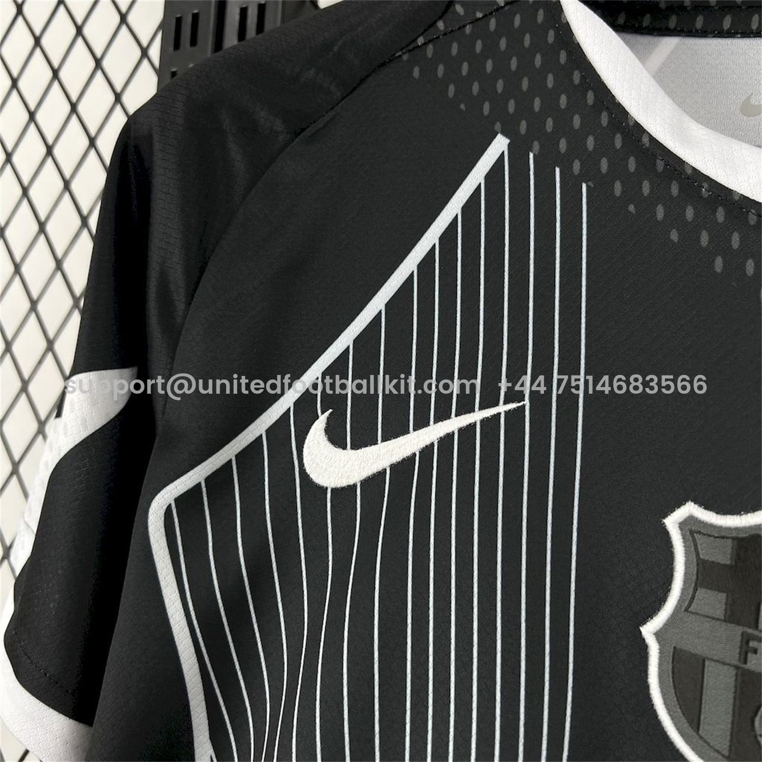 Unitedfootballkit.com | Barcelona 25-26 T90 White Lines Black Jersey - Fans Version -Customize Name, Number and Patch | Worldwide Shipping