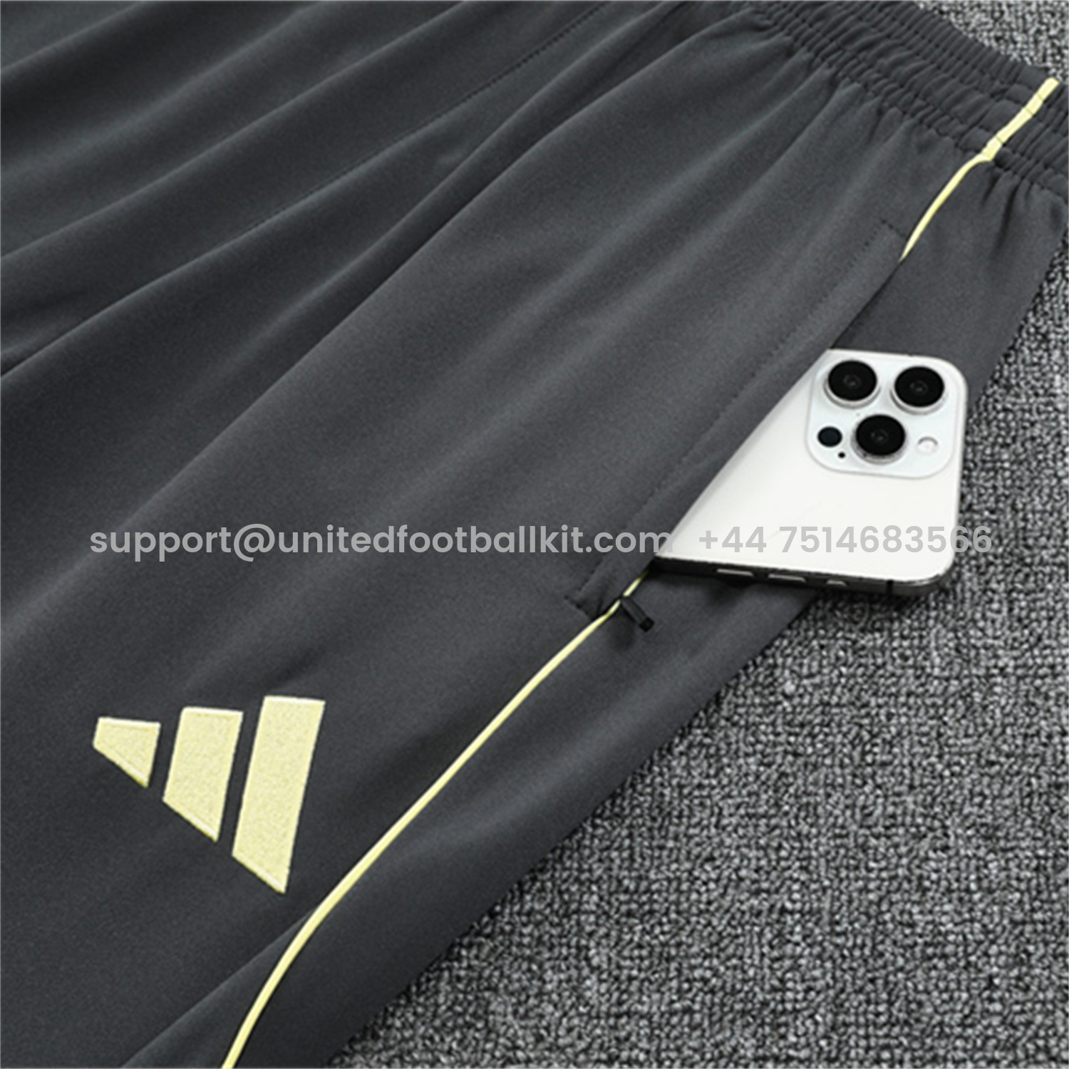 Unitedfootballkit.com | Real Madrid 25-26 Long Sleeves Training Set - Yellow Top & Gray Pants -Customize Name, Number and Patch | Worldwide Shipping