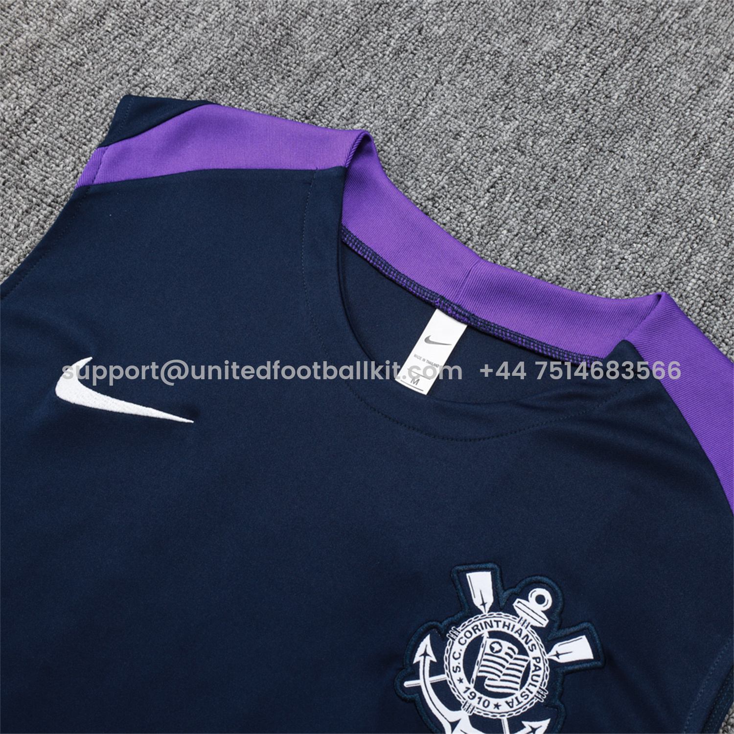 Unitedfootballkit.com | Corinthians 25-26 Vest Training Set - Deep Blue Black Vest and Shorts -Customize Name, Number and Patch | Worldwide Shipping