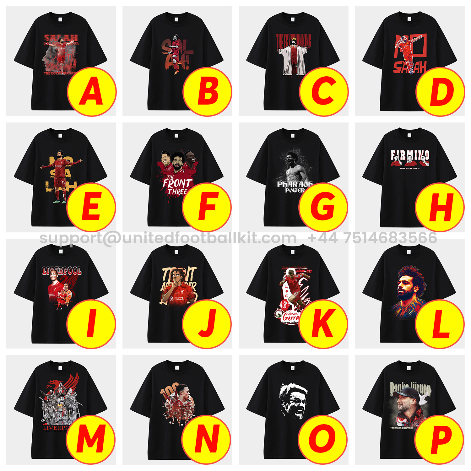 Unitedfootballkit.com | Salah Liverpool Klopp Arnold Unisex Pure Cotton T-shirt -Customize Name, Number and Patch | Worldwide Shipping