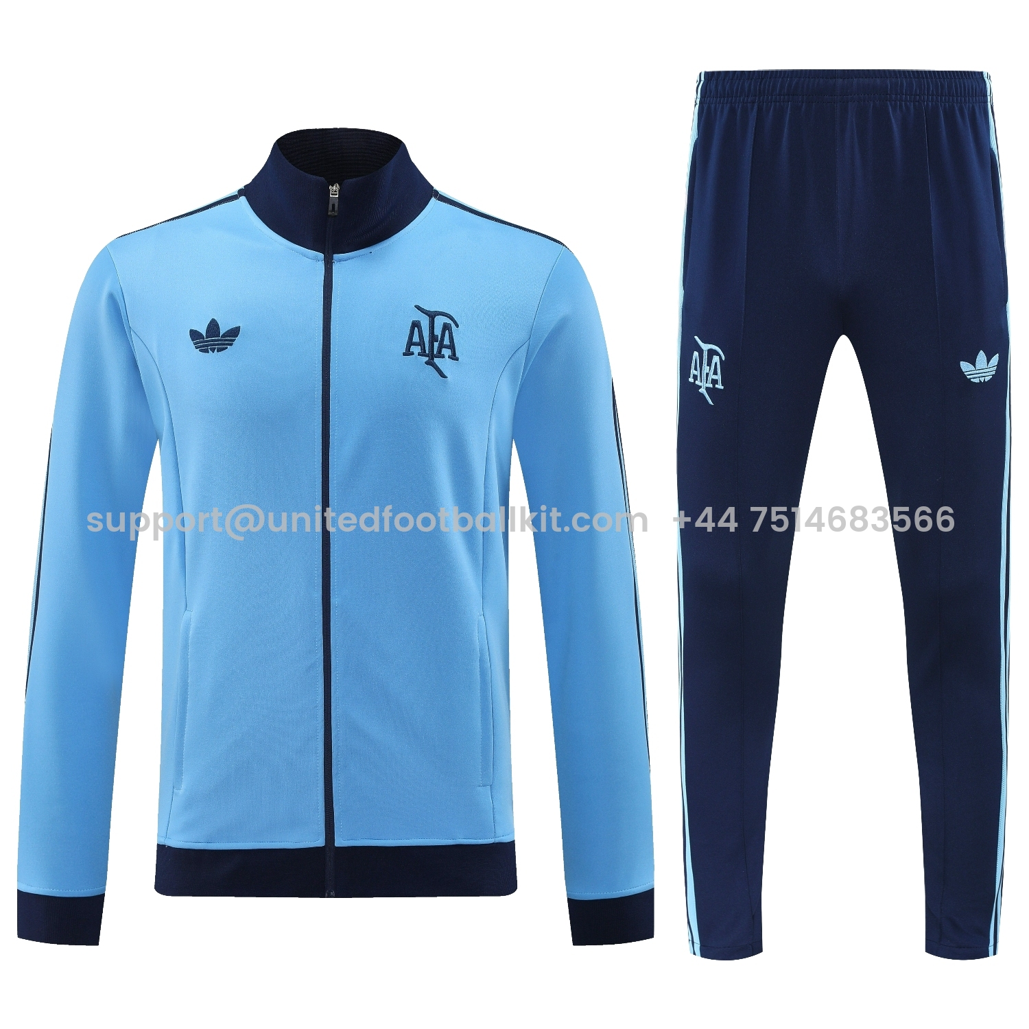 Unitedfootballkit.com | Argentina 24-25 Throwback Jacket Training Tracksuit - Blue Jackets & Deep Blue Pants -Customize Name, Number and Patch | Worldwide Shipping
