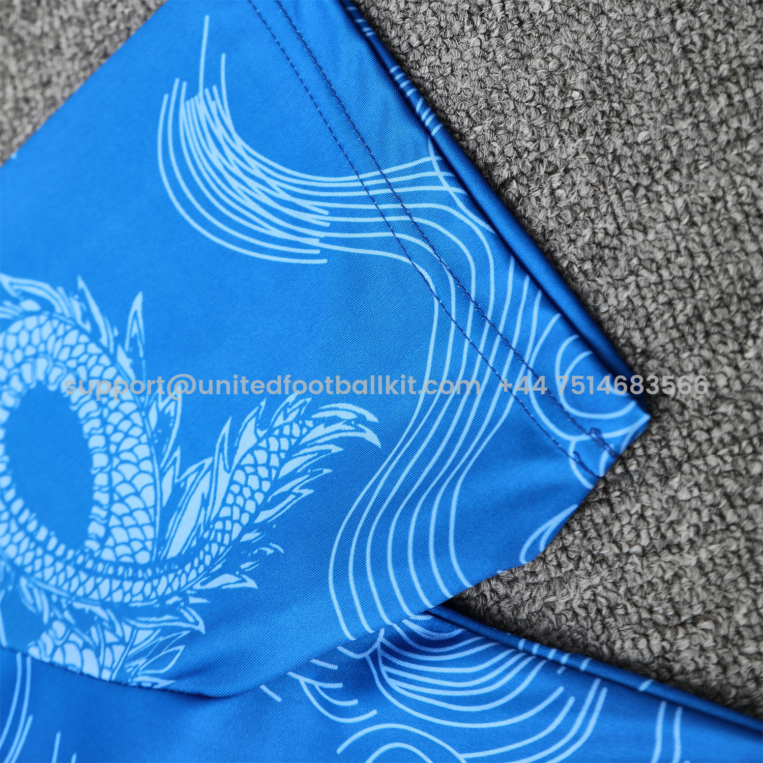 Unitedfootballkit.com | Real Madrid 25-26 Short-Sleeve Training Set - Blue Black Dragon Top & Black-White Shorts -Customize Name, Number and Patch | Worldwide Shipping