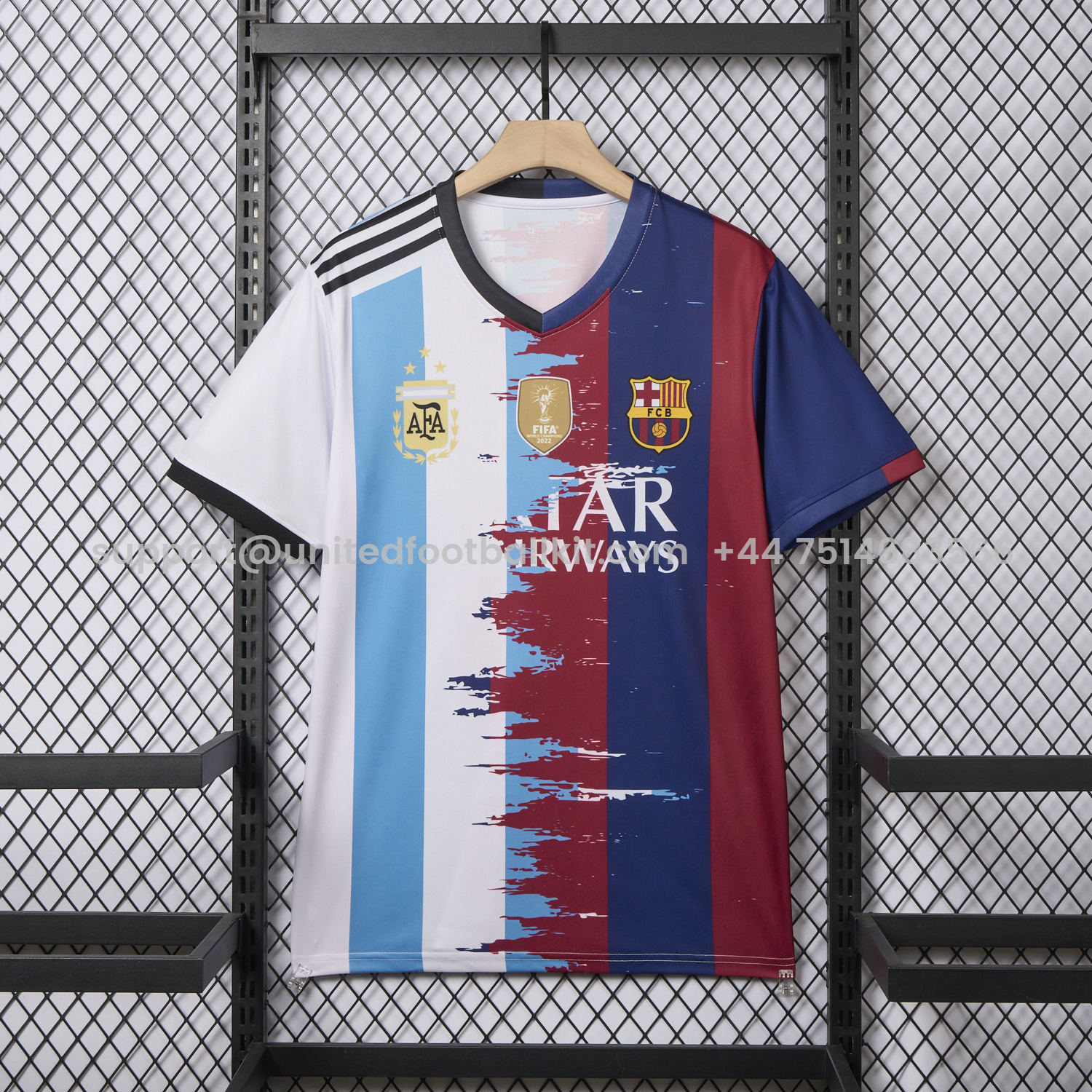 Unitedfootballkit.com | Messi Argentina & Barcelona Special Jersey - Fans Version -Customize Name, Number and Patch | Worldwide Shipping