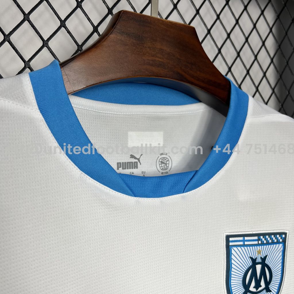 Unitedfootballkit.com | Marseille 24-25 Home Stadium Jersey - Fans Version -Customize Name, Number and Patch | Worldwide Shipping