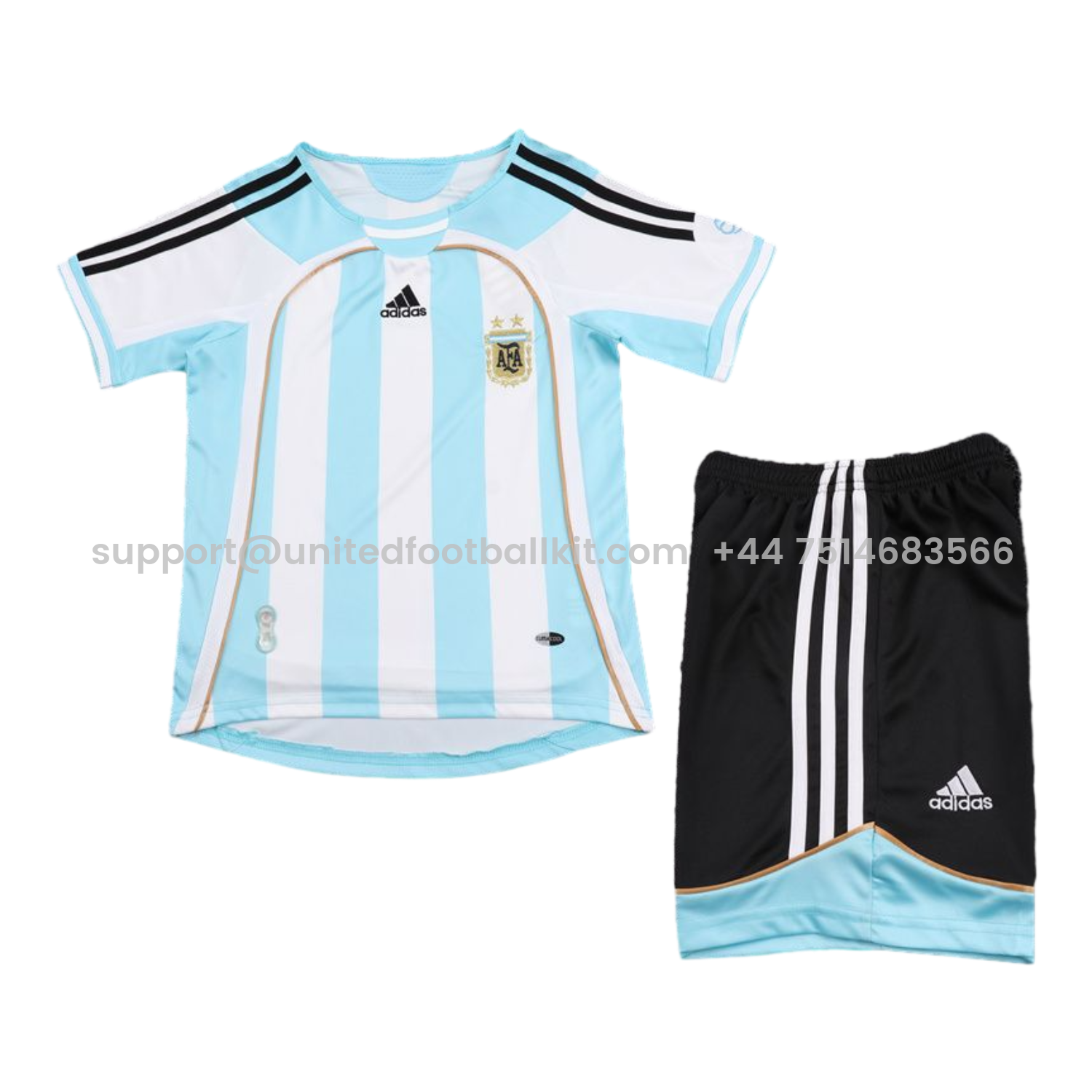 Unitedfootballkit.com | Retro Argentina 2006-07 Home Kids Kit -Customize Name, Number and Patch | Worldwide Shipping