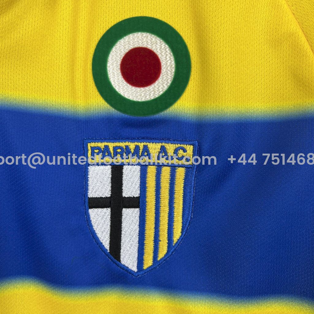 Unitedfootballkit.com | Retro Parma 1999-00 Home Jersey - Fans Version -Customize Name, Number and Patch | Worldwide Shipping