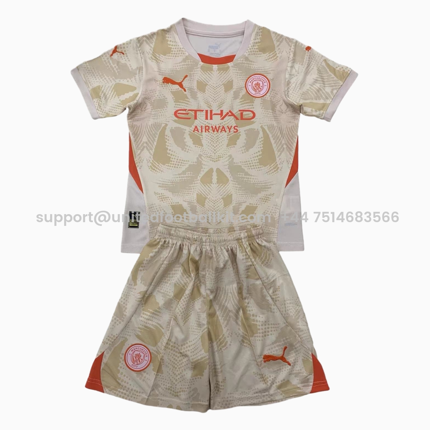 Unitedfootballkit.com | Manchester City 24-25 Mud Yellow Goalkeeper Kids Kit -Customize Name, Number and Patch | Worldwide Shipping