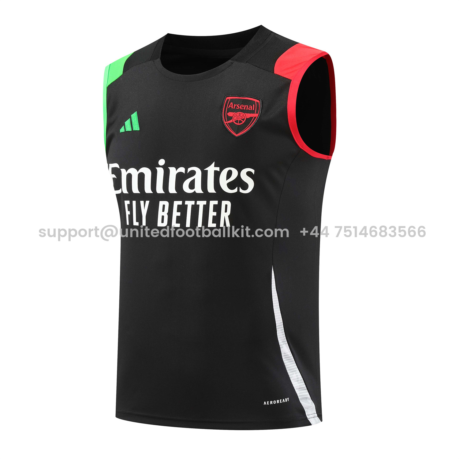 Unitedfootballkit.com | Arsenal 24-25 Vest Training Set - Black -Customize Name, Number and Patch | Worldwide Shipping