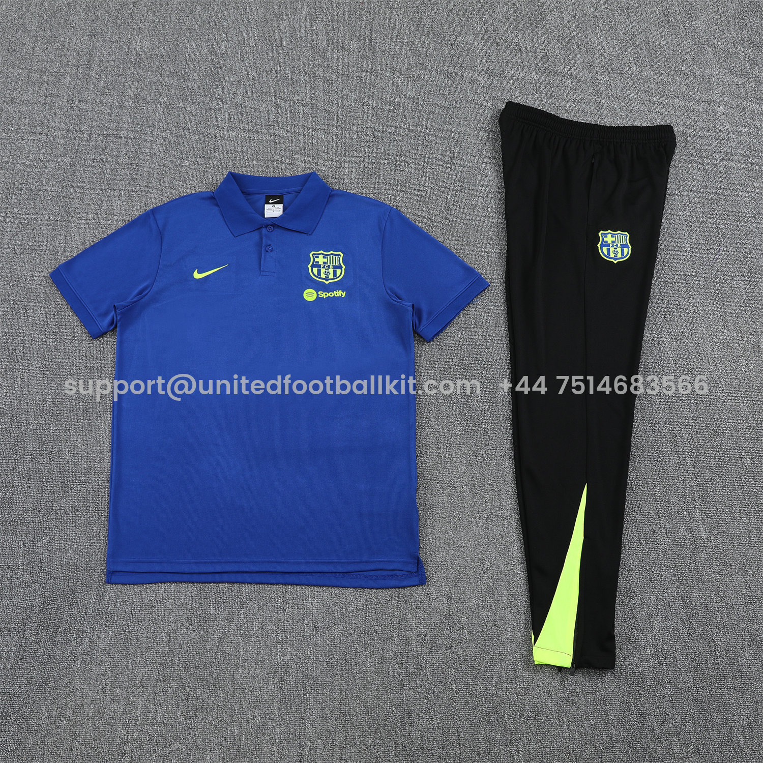 Unitedfootballkit.com | Barcelona 25-26 POLO Short-Sleeve Training Set - Blue Top and Black Pants -Customize Name, Number and Patch | Worldwide Shipping