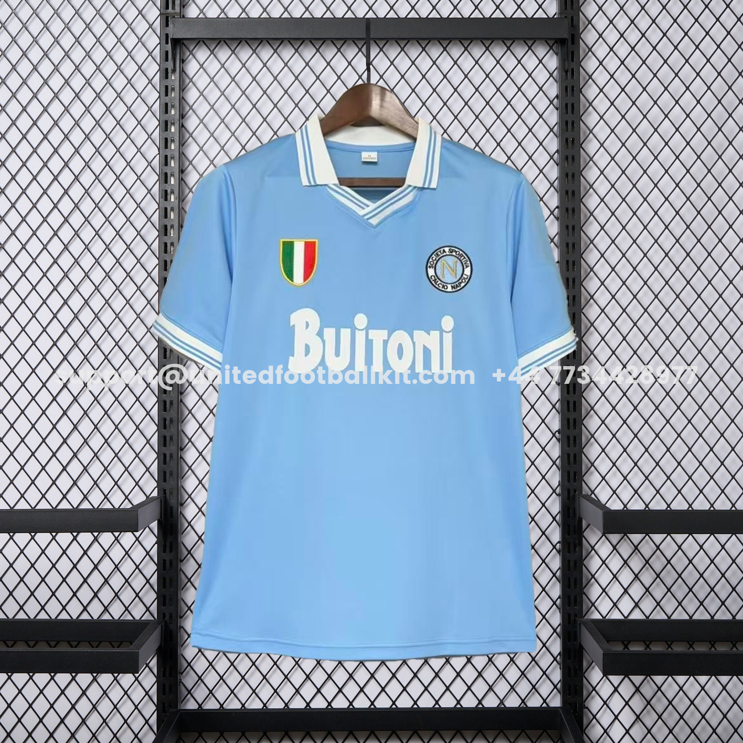 Unitedfootballkit.com | Retro Napoli 1987-88 Home 2 Blue Jersey -Customize Name, Number and Patch | Worldwide Shipping