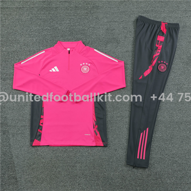 Unitedfootballkit.com | Germany 2024 Long Sleeve Training Set - Pink With Gray -Customize Name, Number and Patch | Worldwide Shipping