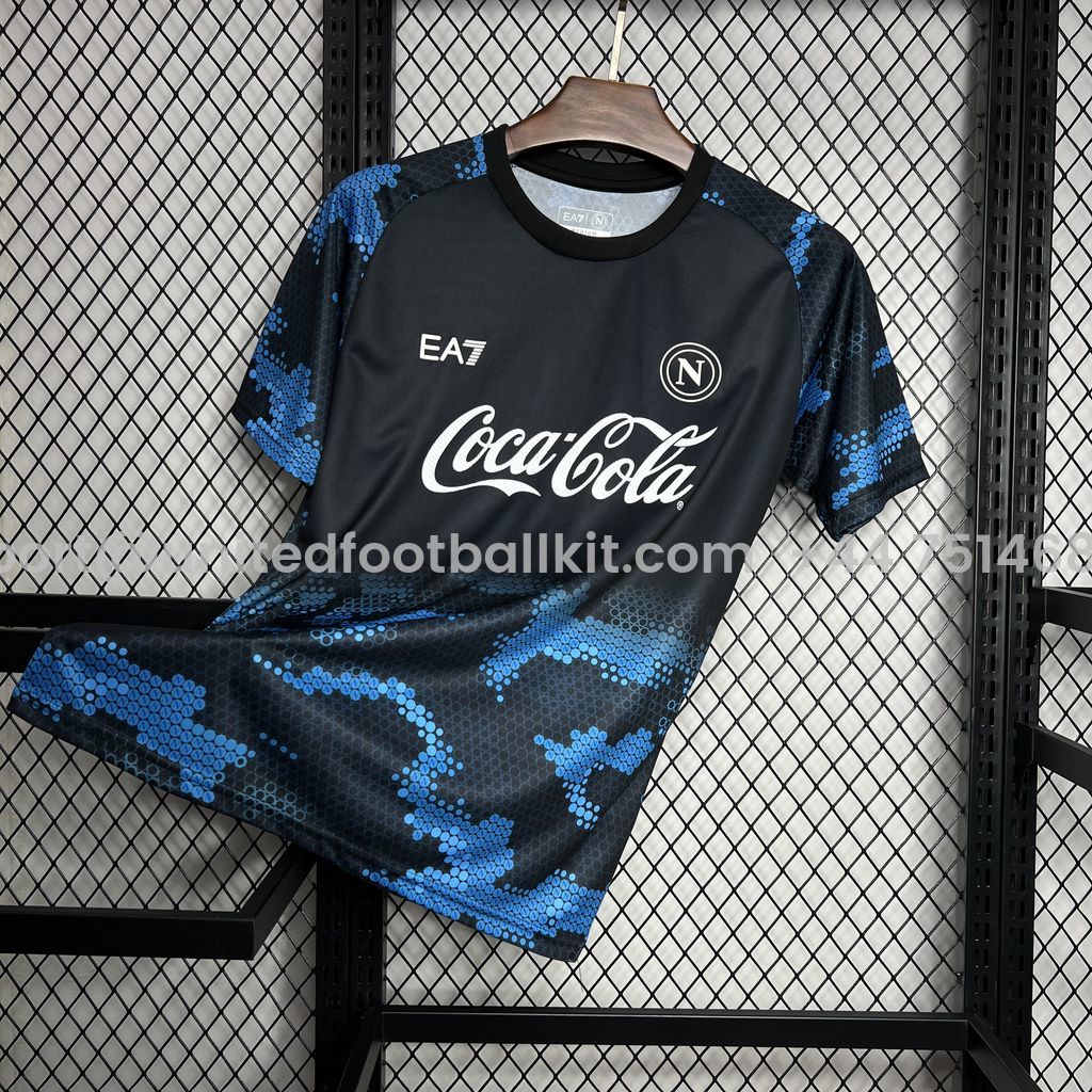 Unitedfootballkit.com | Napoli 24-25 Black Blue Training Jersey - Fans Version -Customize Name, Number and Patch | Worldwide Shipping