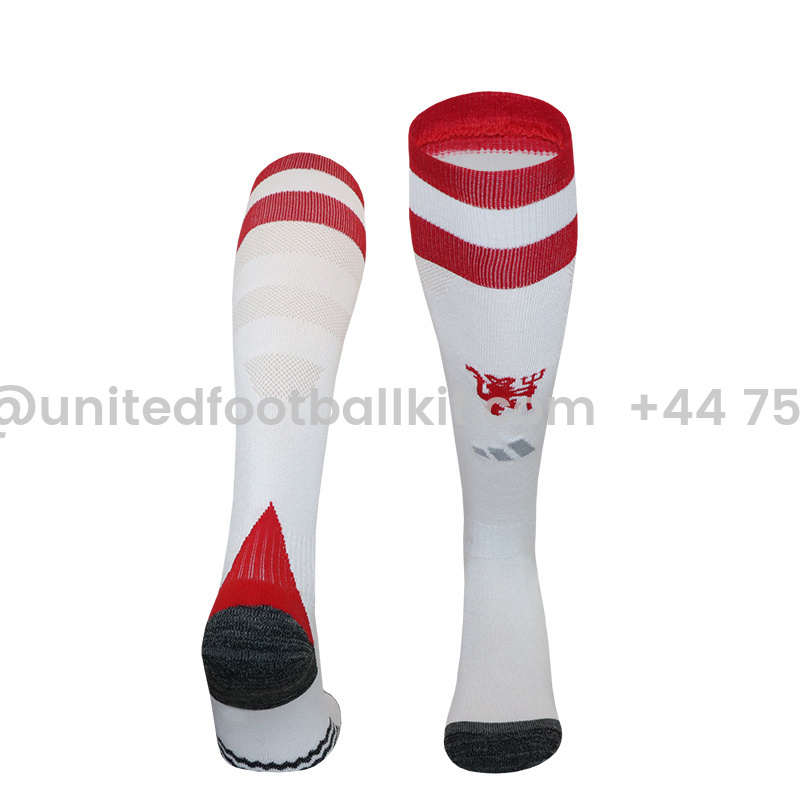 Unitedfootballkit.com | Manchester United 24-25 Away Socks - White & Red -Customize Name, Number and Patch | Worldwide Shipping