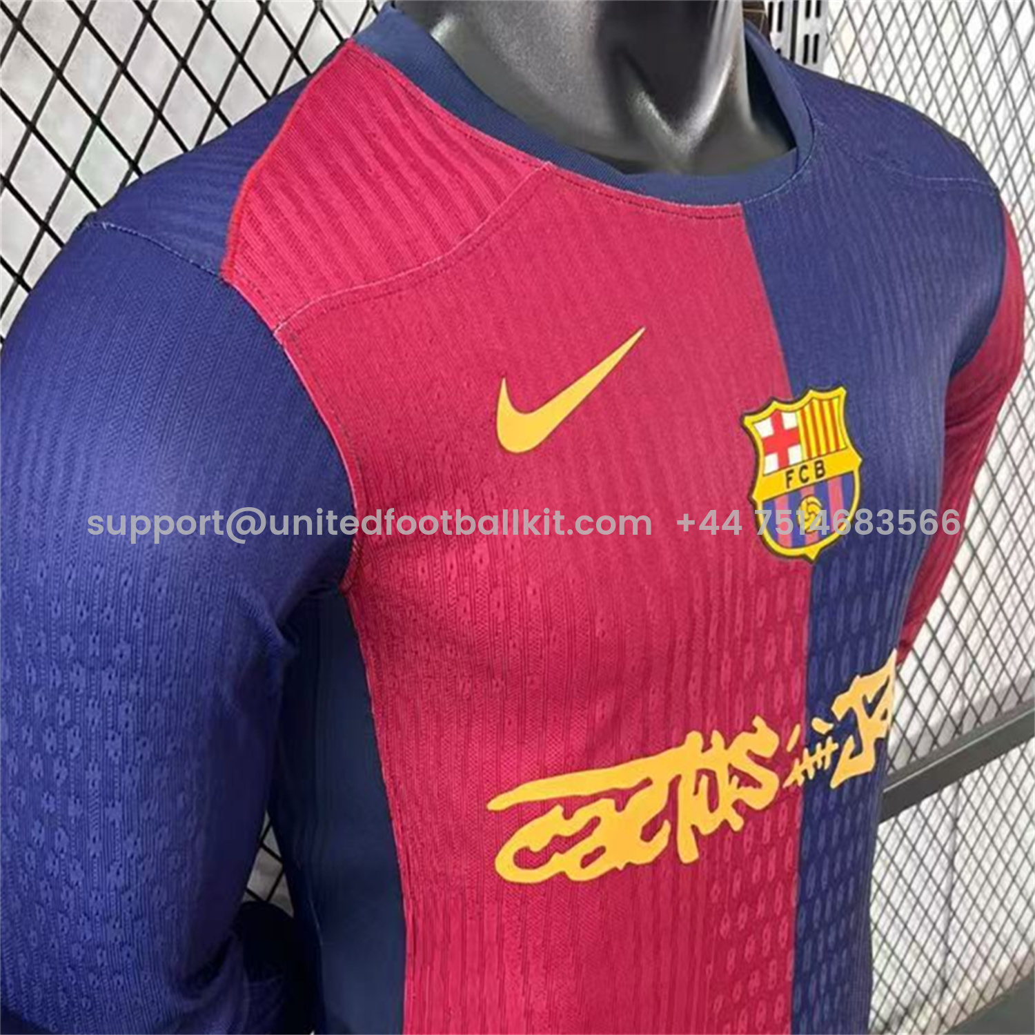 Unitedfootballkit.com | Barcelona x Travis Scott 24-25 Home Long Sleeves Jersey - Player Version -Customize Name, Number and Patch | Worldwide Shipping