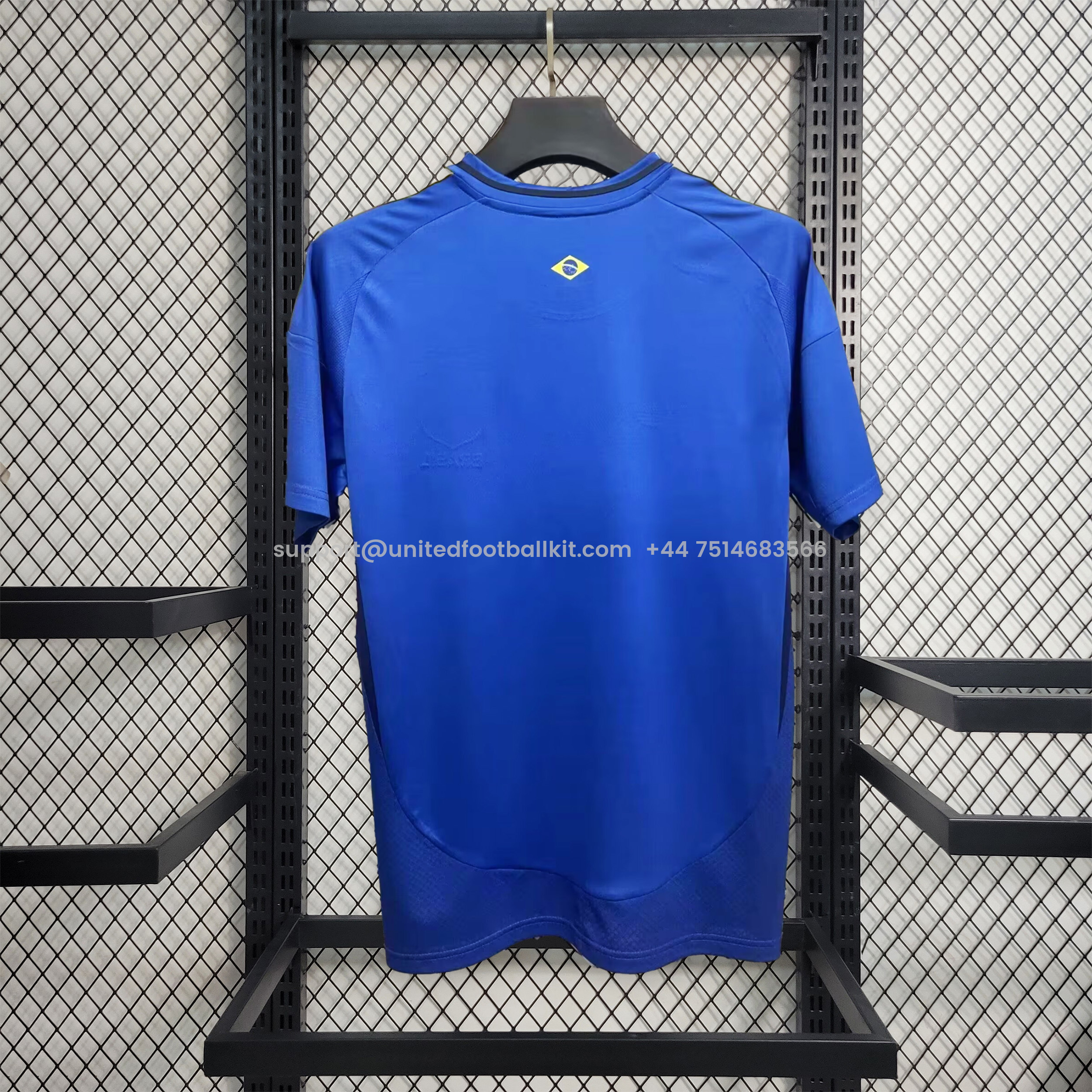 Unitedfootballkit.com | Brazil 2024 Blue Christ the Redeemer Statue Vintage Originals Tee -Customize Name, Number and Patch | Worldwide Shipping