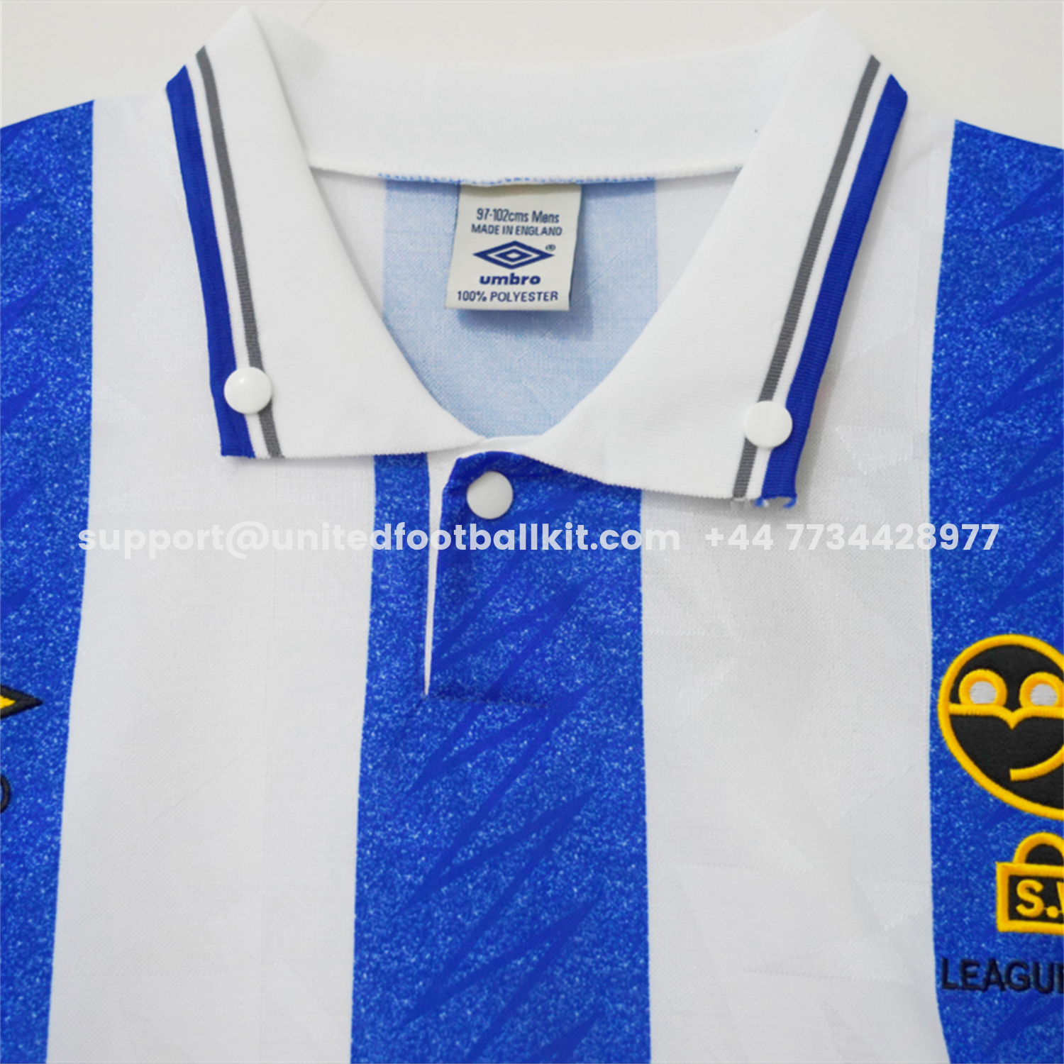 Unitedfootballkit.com | Retro Sheffield Wednesday 1989-93 Home Jersey -Customize Name, Number and Patch | Worldwide Shipping