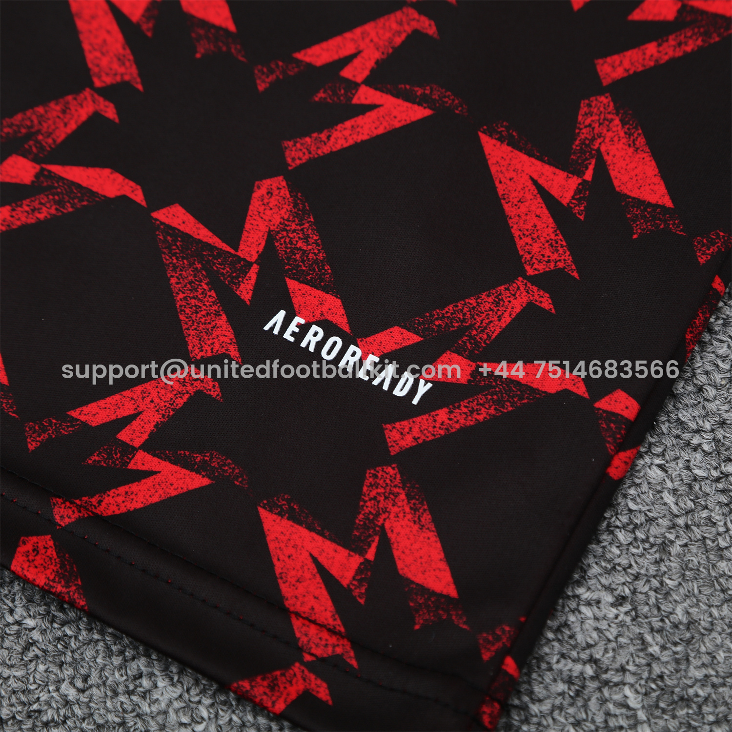 Unitedfootballkit.com | Manchester United 25-26 Pre-Match Vest Training Set - Red Top & Black Shorts -Customize Name, Number and Patch | Worldwide Shipping