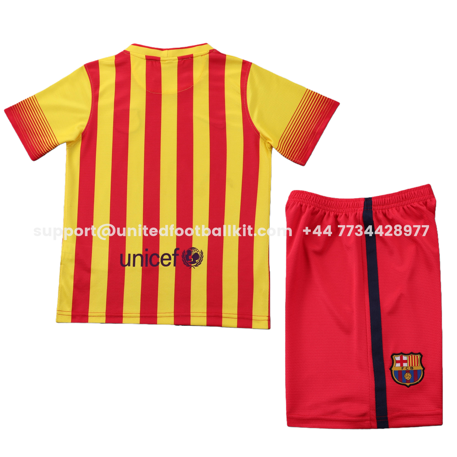 Unitedfootballkit.com | Retro Barcelona 2013-14 Away Kids Kit -Customize Name, Number and Patch | Worldwide Shipping