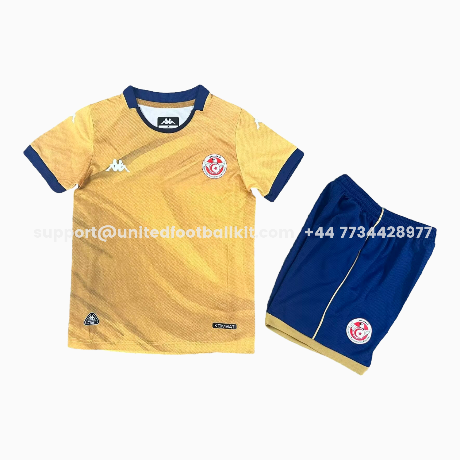 Unitedfootballkit.com | Tunisia 2026 Third Yellow Kids Kit -Customize Name, Number and Patch | Worldwide Shipping