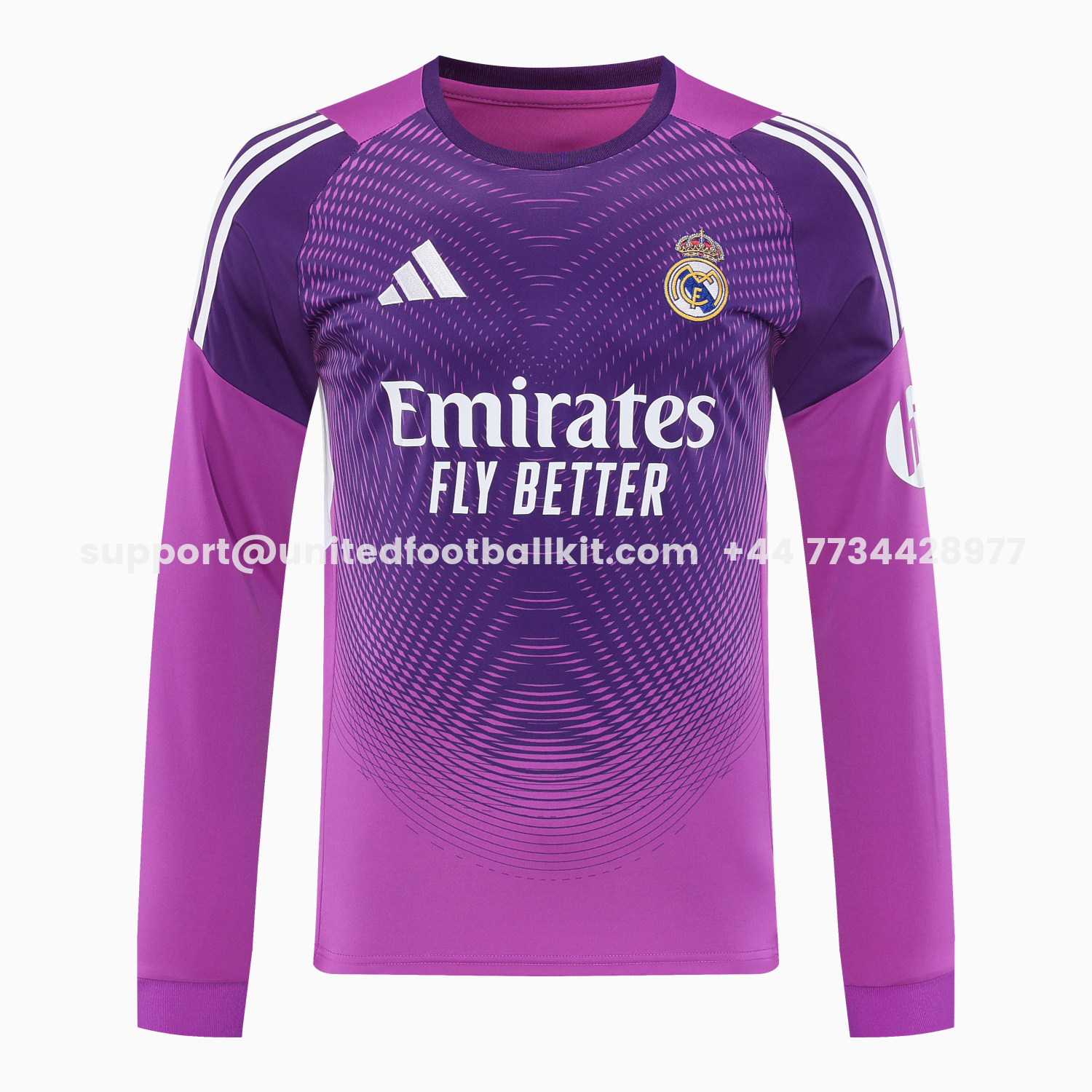 Unitedfootballkit.com | Real Madrid 25-26 Longt-Sleeve Training Set - Purple Top & Purple Shorts -Customize Name, Number and Patch | Worldwide Shipping