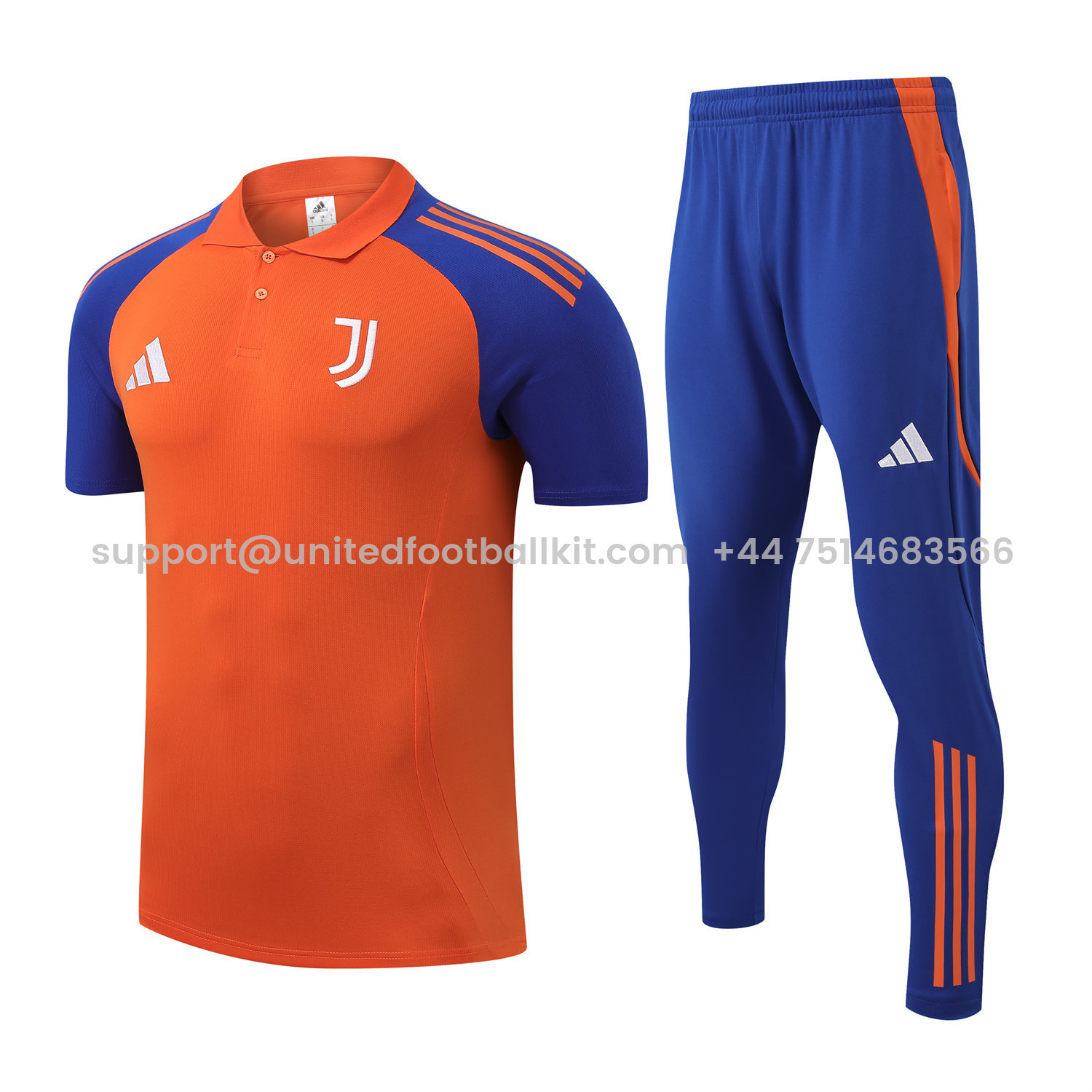 Unitedfootballkit.com | Juventus 25-26 POLO Short-Sleeve Training Set - Orange Top and Blue Pants -Customize Name, Number and Patch | Worldwide Shipping