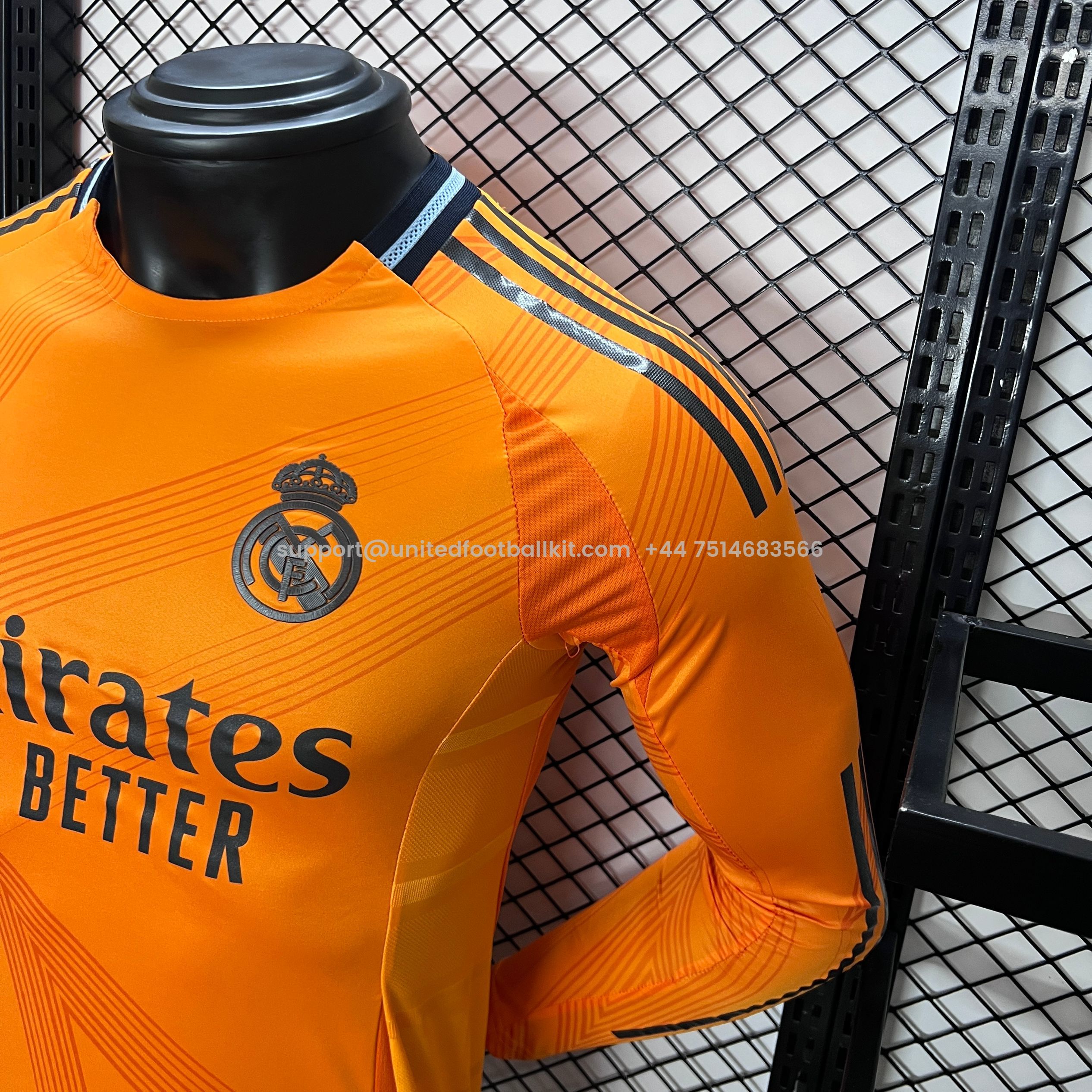 Unitedfootballkit.com | Real Madrid 24-25 Away Long Sleeve Jersey - Player Version -Customize Name, Number and Patch | Worldwide Shipping