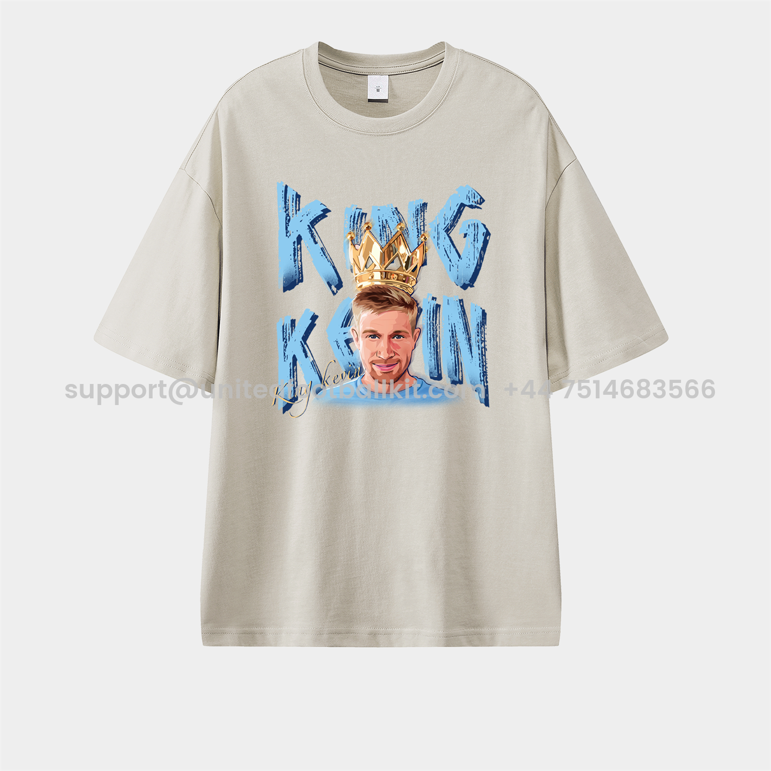 Unitedfootballkit.com | Manchester City King Kevin De Bruyne Unisex Pure Cotton T-shirt -Customize Name, Number and Patch | Worldwide Shipping