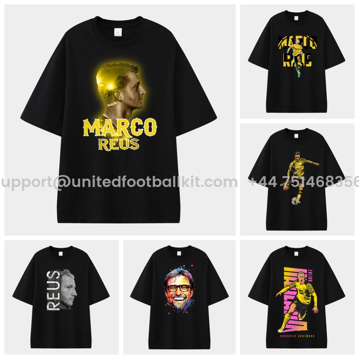 Unitedfootballkit.com | Dortmund Unisex Pure Cotton T-shirt -Customize Name, Number and Patch | Worldwide Shipping