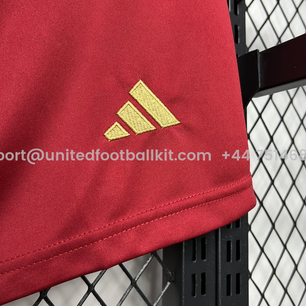 Unitedfootballkit.com | AS Roma 24-25 Home Stadium Shorts - Fans Version -Customize Name, Number and Patch | Worldwide Shipping