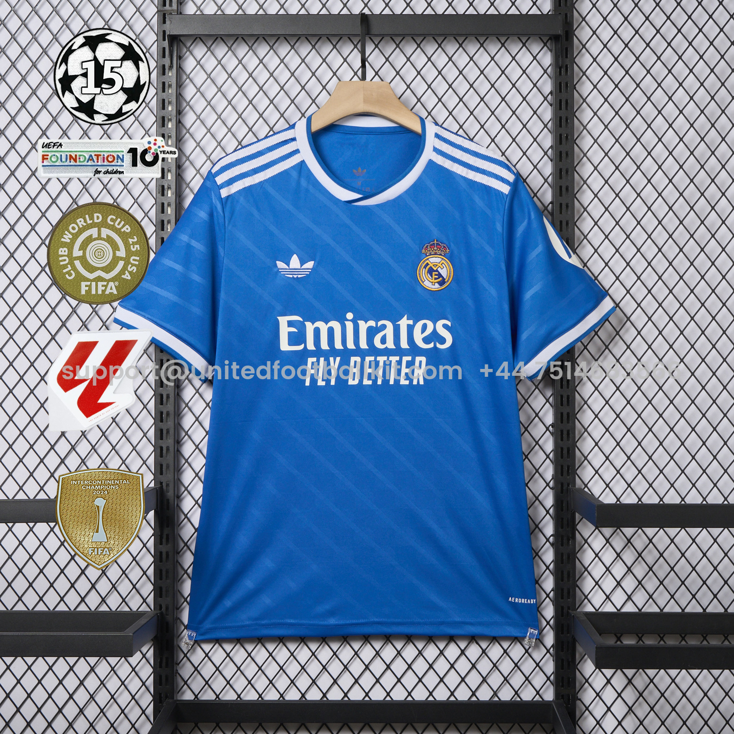 Unitedfootballkit.com | Real Madrid 25-26 Third Blue Jersey - Fans Version -Customize Name, Number and Patch | Worldwide Shipping