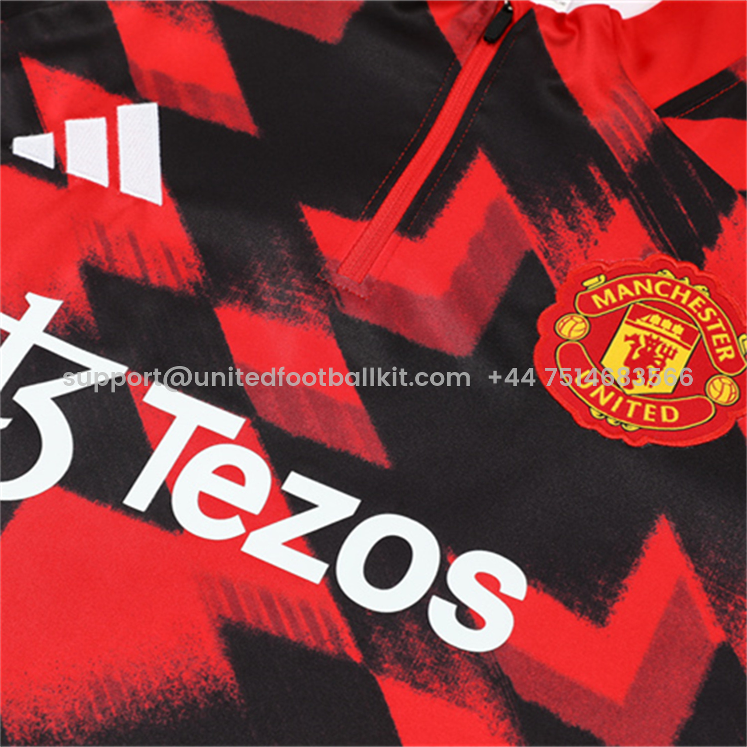 Unitedfootballkit.com | Manchester United 25-26 Long Sleeves Training Set - Red-Black Top & Black Pants -Customize Name, Number and Patch | Worldwide Shipping