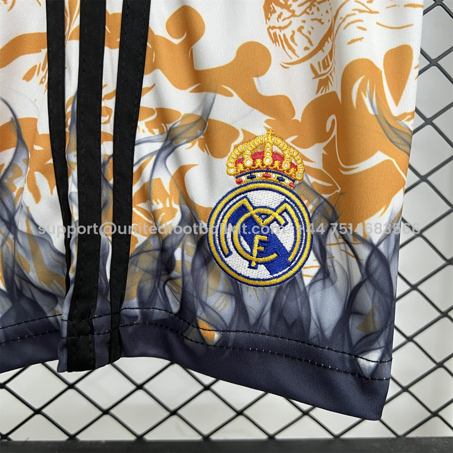 Unitedfootballkit.com | Real Madrid 25-26 Orange And Black Dragon Special Kids Kit -Customize Name, Number and Patch | Worldwide Shipping