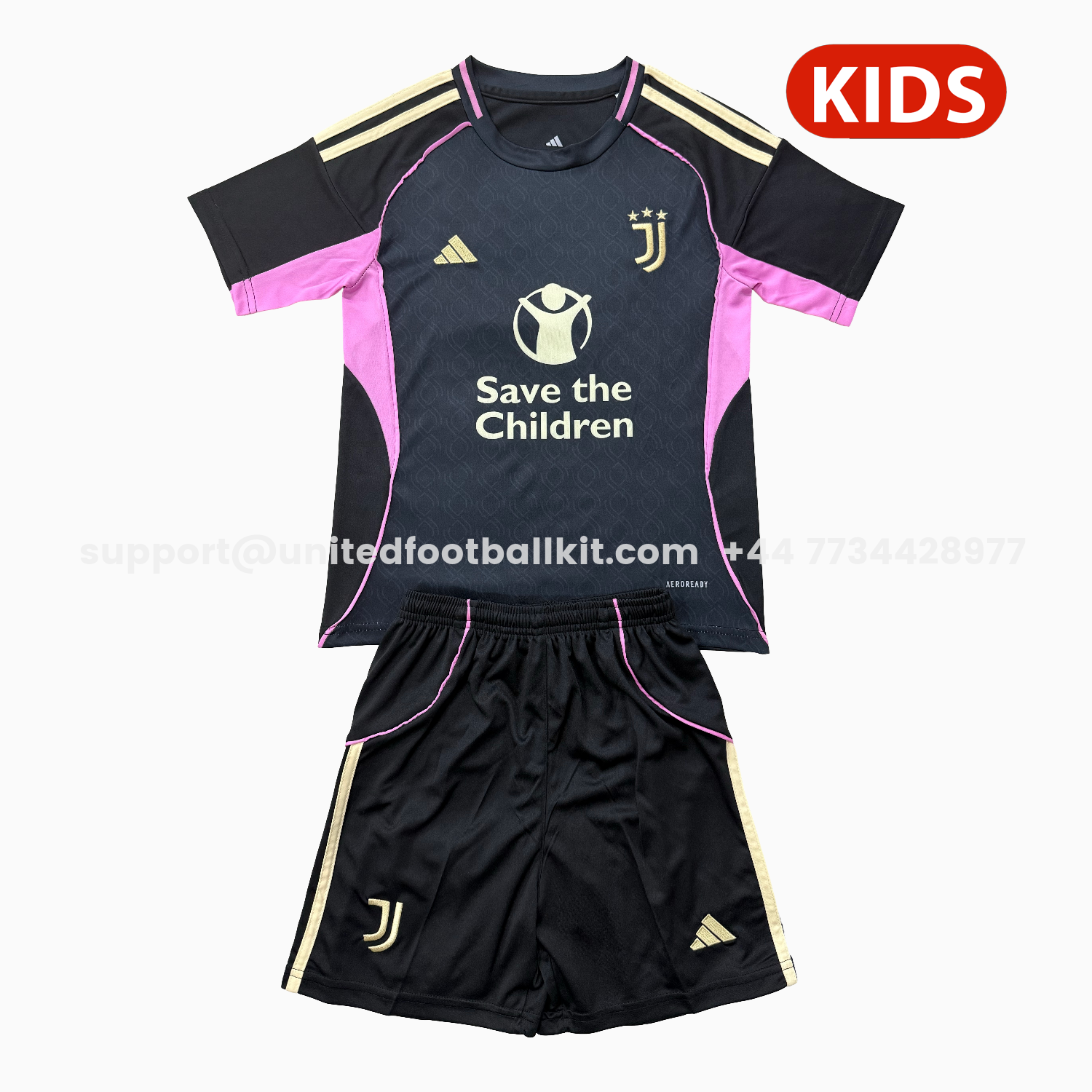 Unitedfootballkit.com | Juventus 25-26 Black Concept Kids Kit -Customize Name, Number and Patch | Worldwide Shipping