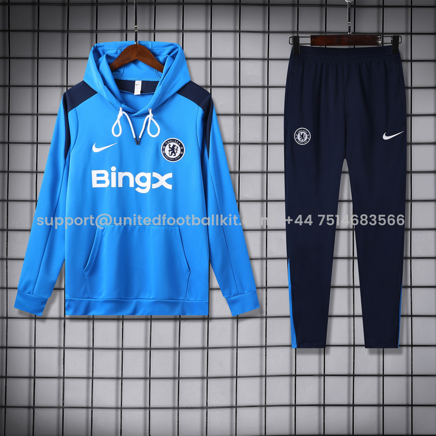 Unitedfootballkit.com | C.H.E.L.S.E.A 24-25 Training Hoodie Set - Blue Hoodie and Deep Blue Pants -Customize Name, Number and Patch | Worldwide Shipping