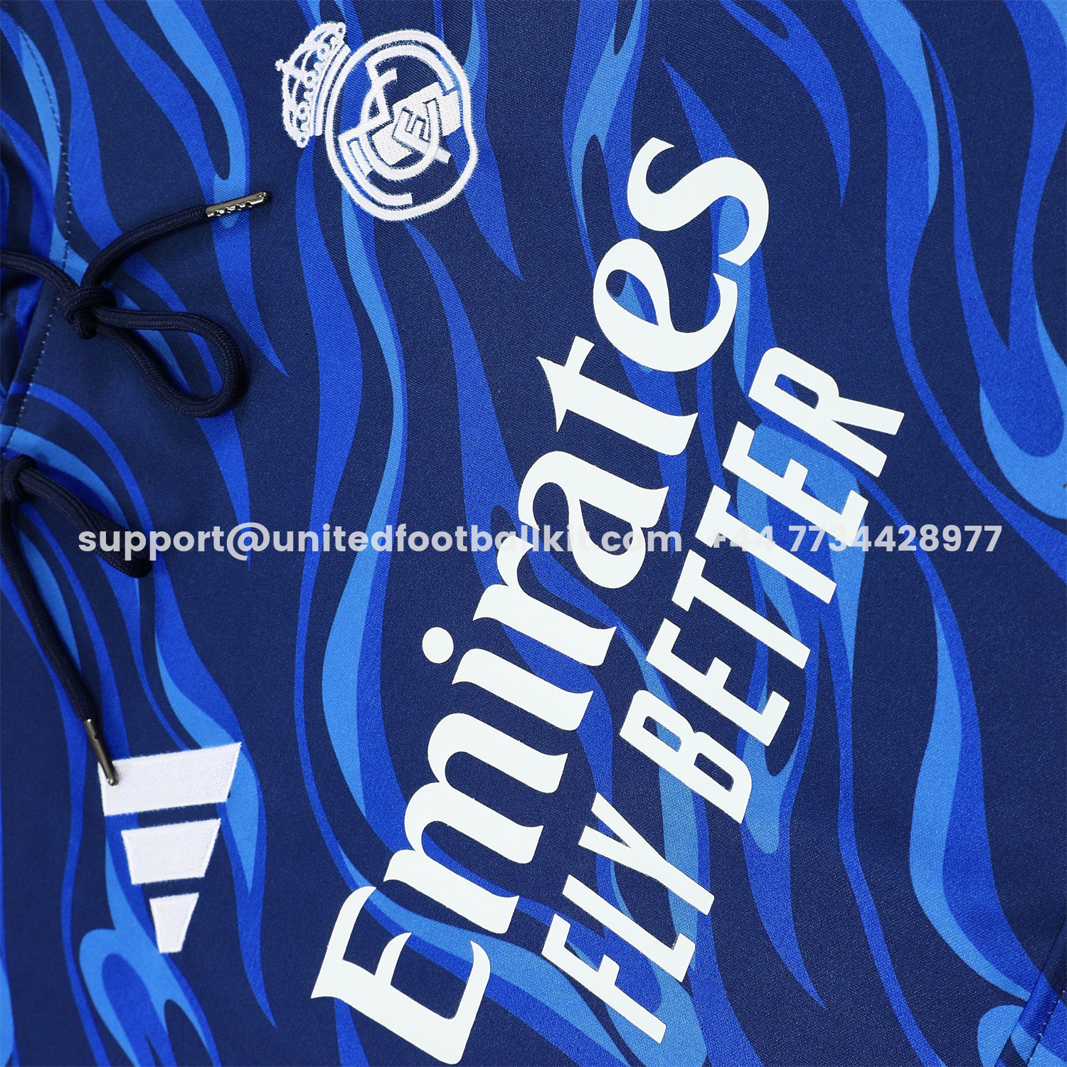 Unitedfootballkit.com | Real Madrid 25-26 Training Hoodie Set - Blue Hoodie and Deep Blue Pants -Customize Name, Number and Patch | Worldwide Shipping