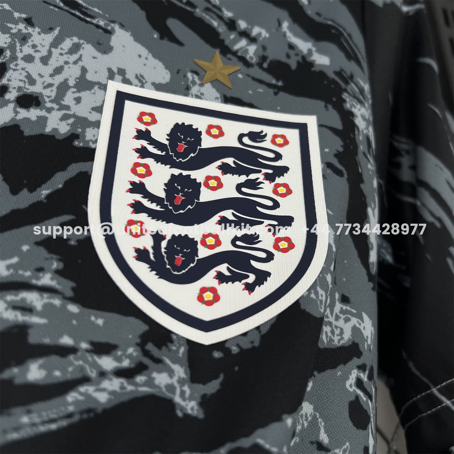 Unitedfootballkit.com | England 2026 Black With Gray And White Abstract Swirls Special Edition Jersey - Fans Version -Customize Name, Number and Patch | Worldwide Shipping