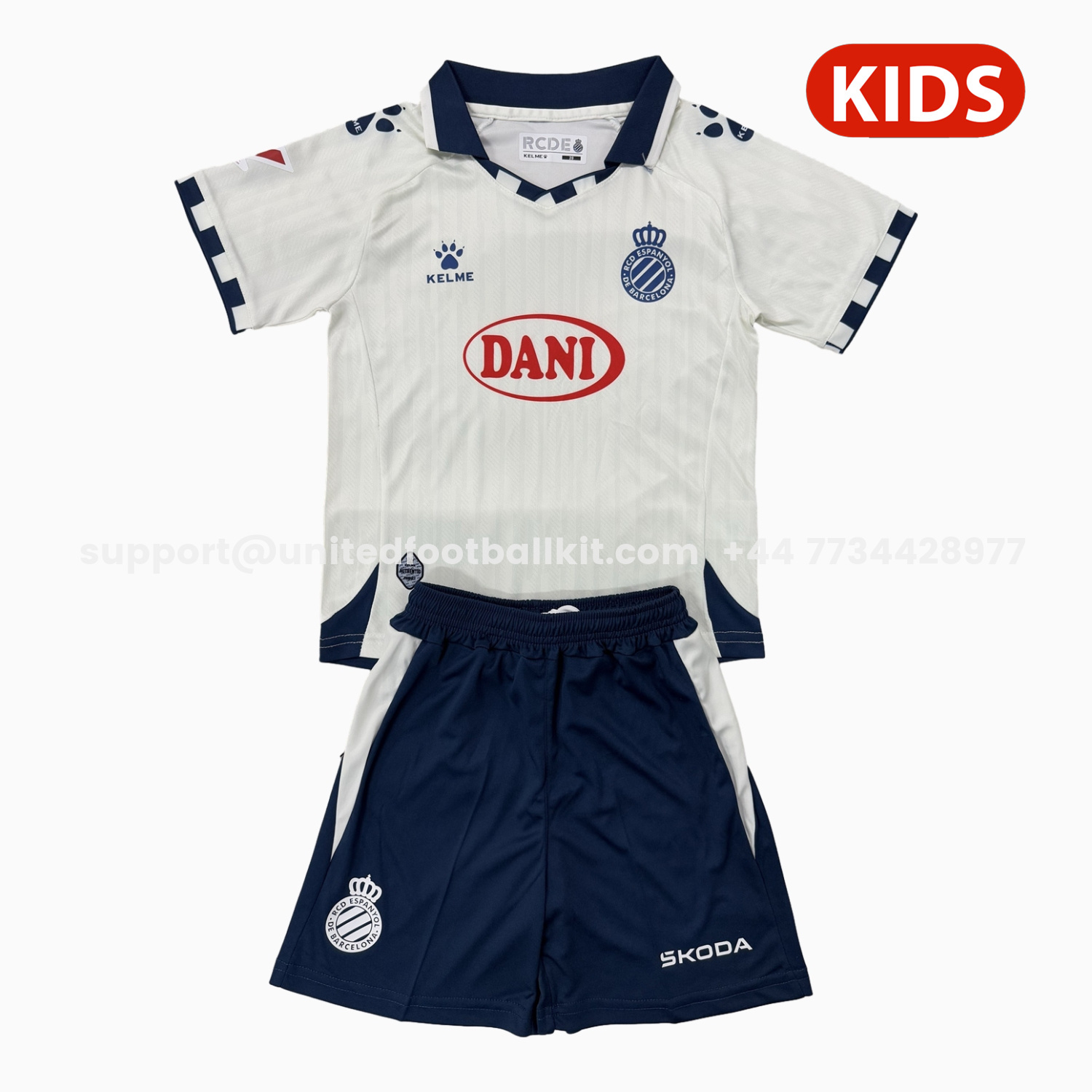 Unitedfootballkit.com | RCD Espanyol 25-26 Away Kids Kit -Customize Name, Number and Patch | Worldwide Shipping