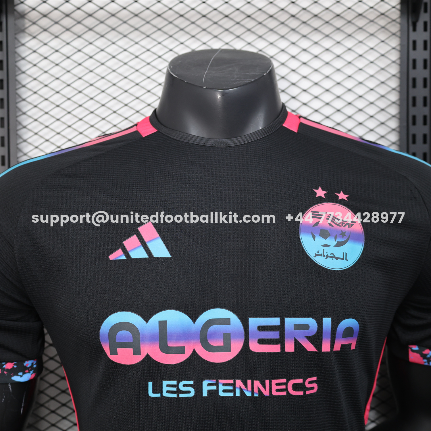 Unitedfootballkit.com | Algeria 25-26 Pure Black with Fluorescent Green Powder Advertising Jersey - Player Version -Customize Name, Number and Patch | Worldwide Shipping