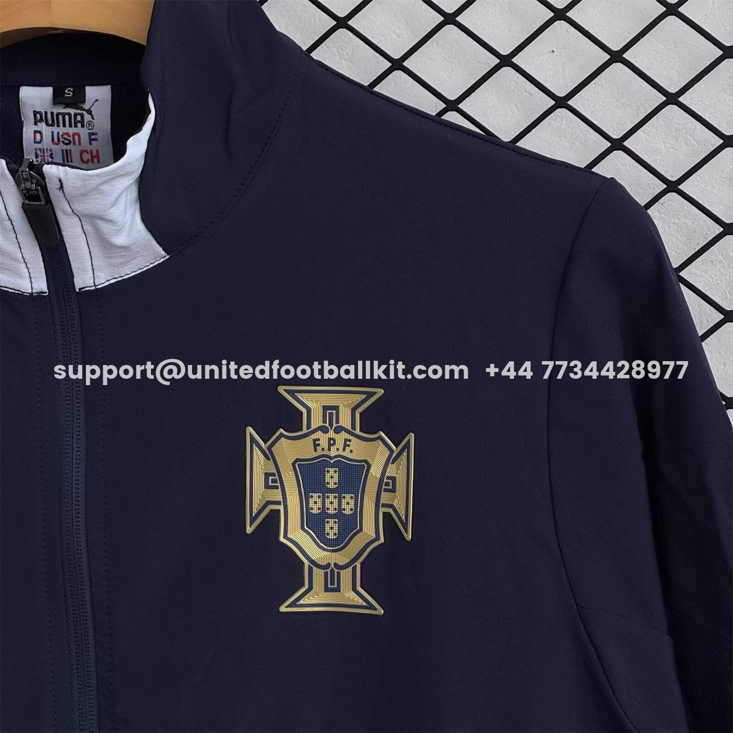 Unitedfootballkit.com | Portugal 25-26 Windbreaker Training Set - Black White Top and Pants -Customize Name, Number and Patch | Worldwide Shipping