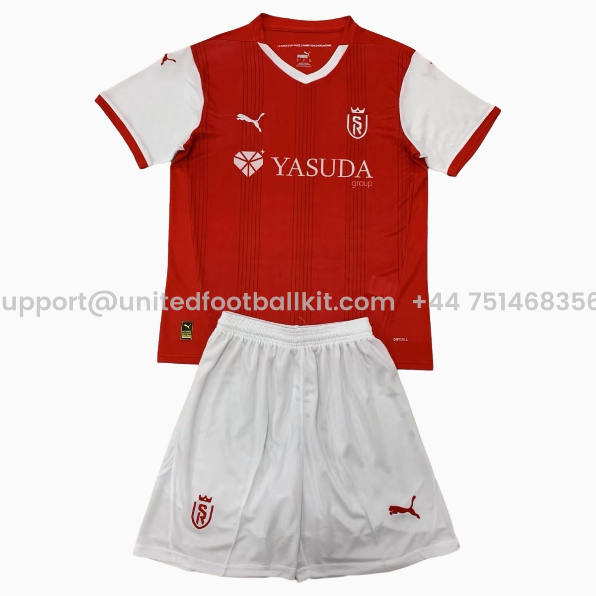 Unitedfootballkit.com | Stade Reims 24-25 Home Kids Kit -Customize Name, Number and Patch | Worldwide Shipping