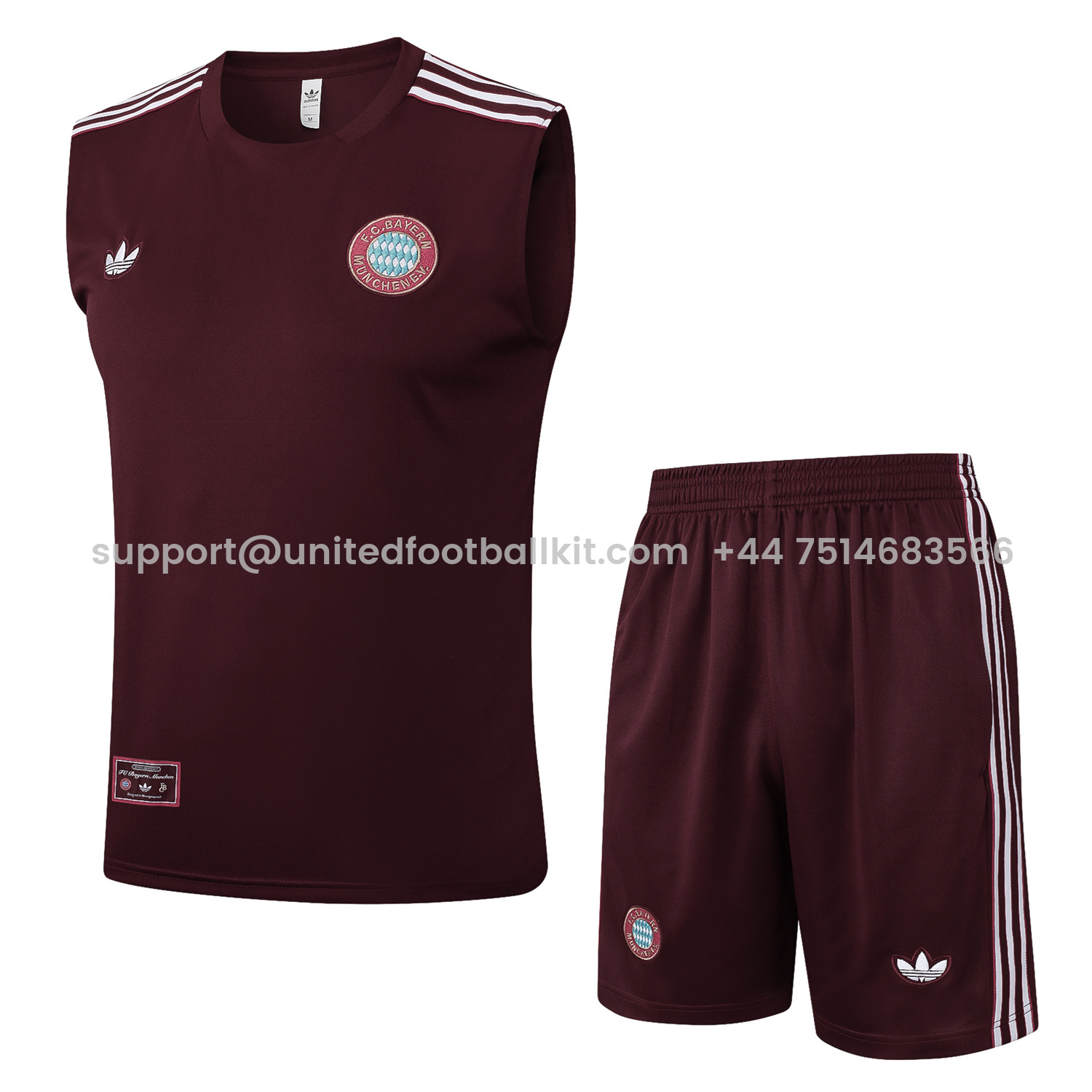 Unitedfootballkit.com | Bayern Munich 25-26 Throwback Trefoil Vest Training Set - Deep Red -Customize Name, Number and Patch | Worldwide Shipping