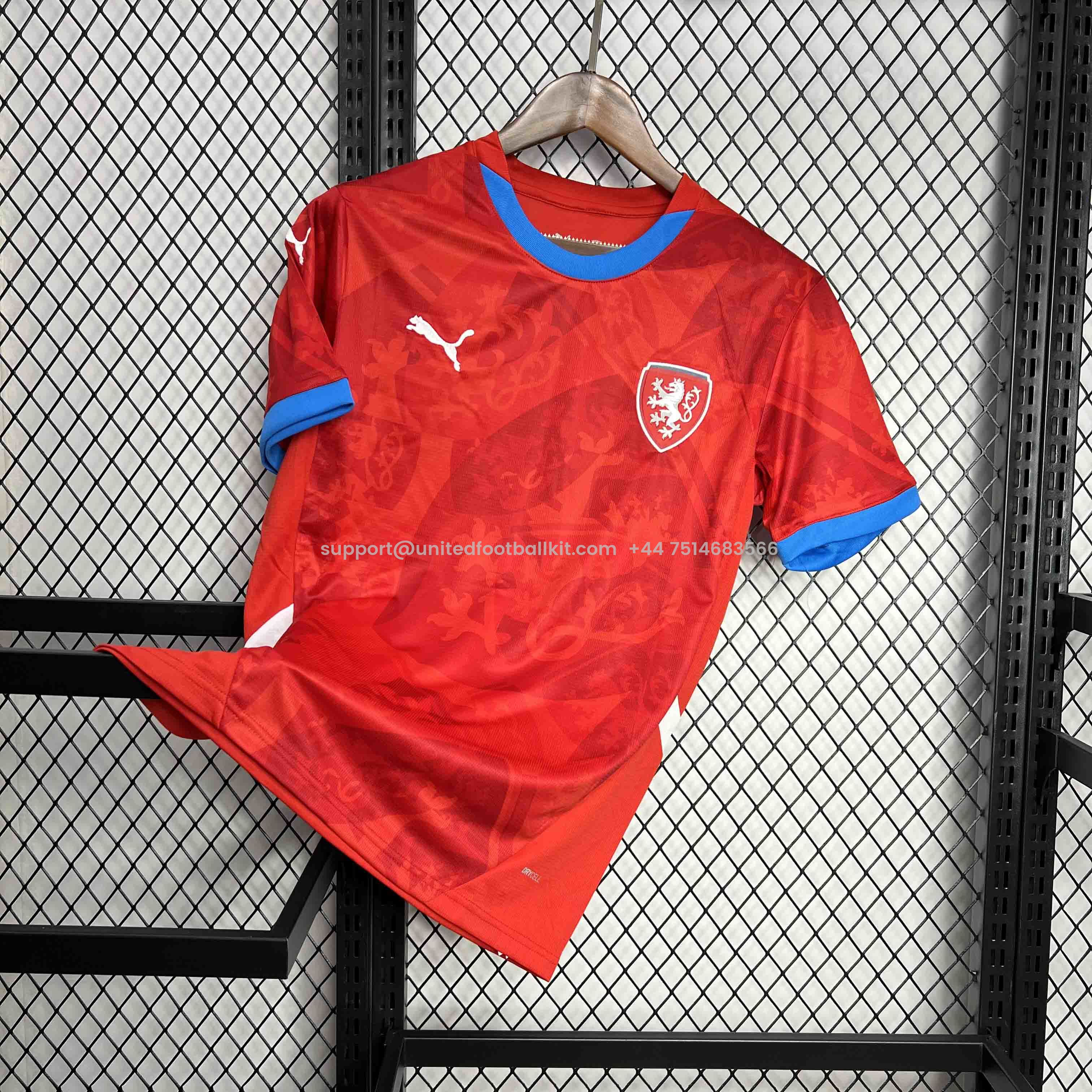 Unitedfootballkit.com | Czech Republic 2024 Home Stadium Jersey - Fans Version -Customize Name, Number and Patch | Worldwide Shipping
