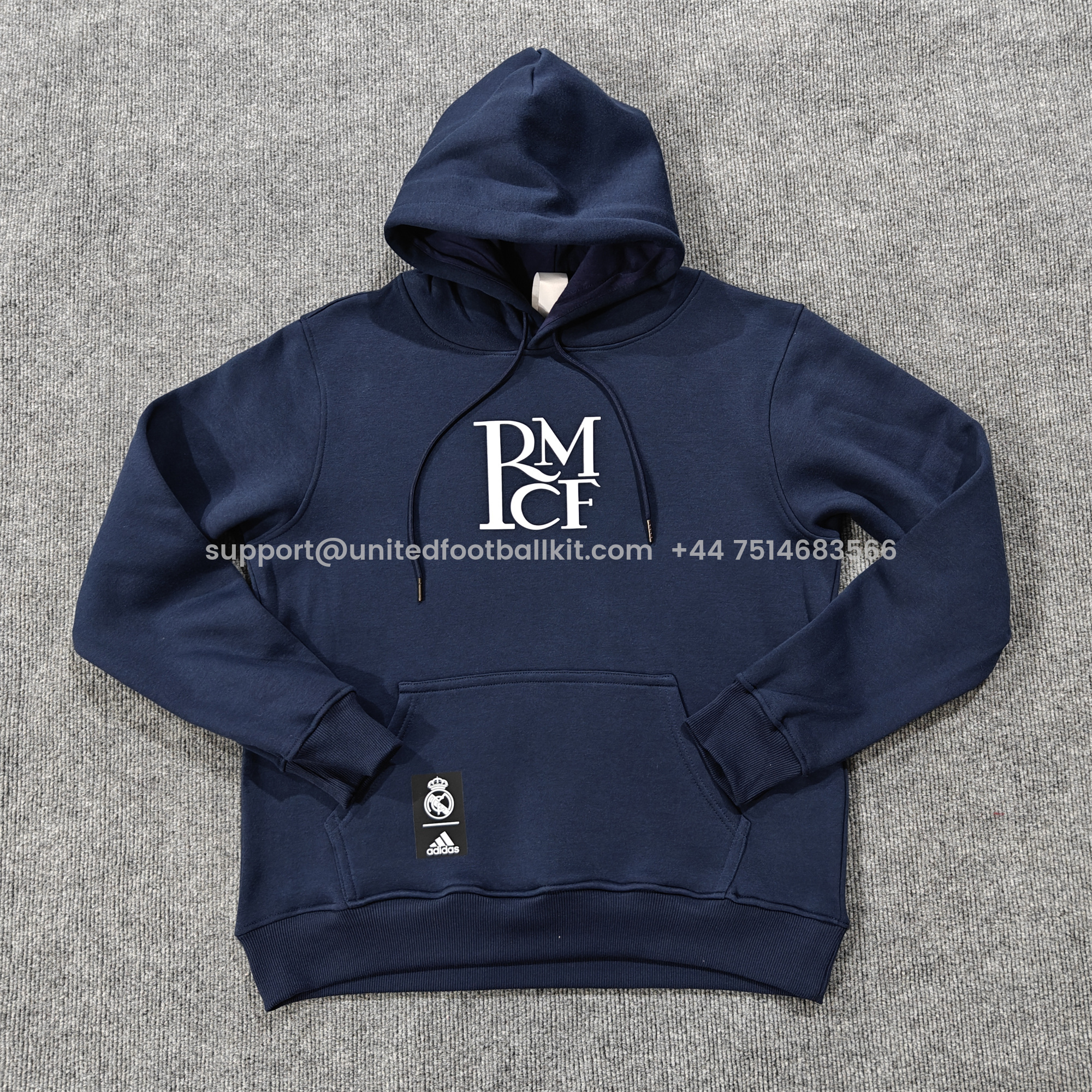 Unitedfootballkit.com | Real Madrid 24-25 RMCF Concept Hoodie - Deep Blue -Customize Name, Number and Patch | Worldwide Shipping