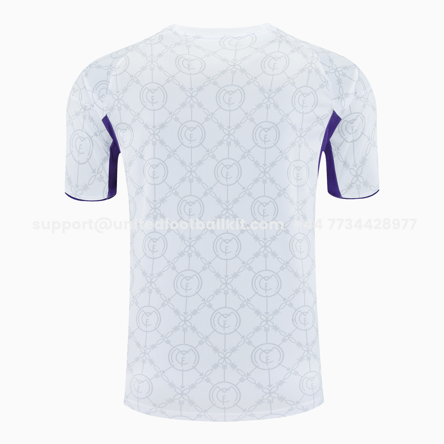 Unitedfootballkit.com | Real Madrid 25-26 Short-Sleeve Training Set - Blue Edge White Top & Black Shorts -Customize Name, Number and Patch | Worldwide Shipping