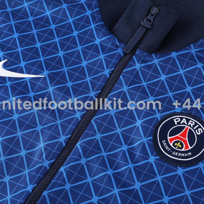 Unitedfootballkit.com | Paris Saint-Germain PSG 24-25 Jacket Training Tracksuit - Blue Plaid -Customize Name, Number and Patch | Worldwide Shipping