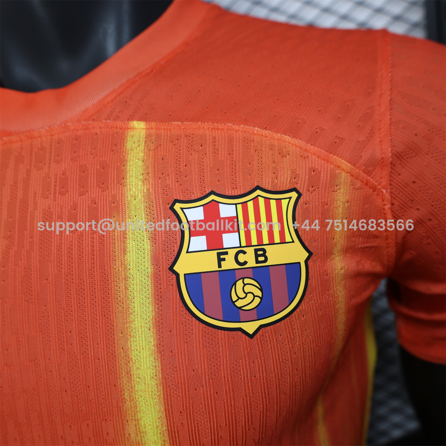 Unitedfootballkit.com | Barcelona 25-26 Spotify Orange & Yellow Special Jersey - Player Version -Customize Name, Number and Patch | Worldwide Shipping
