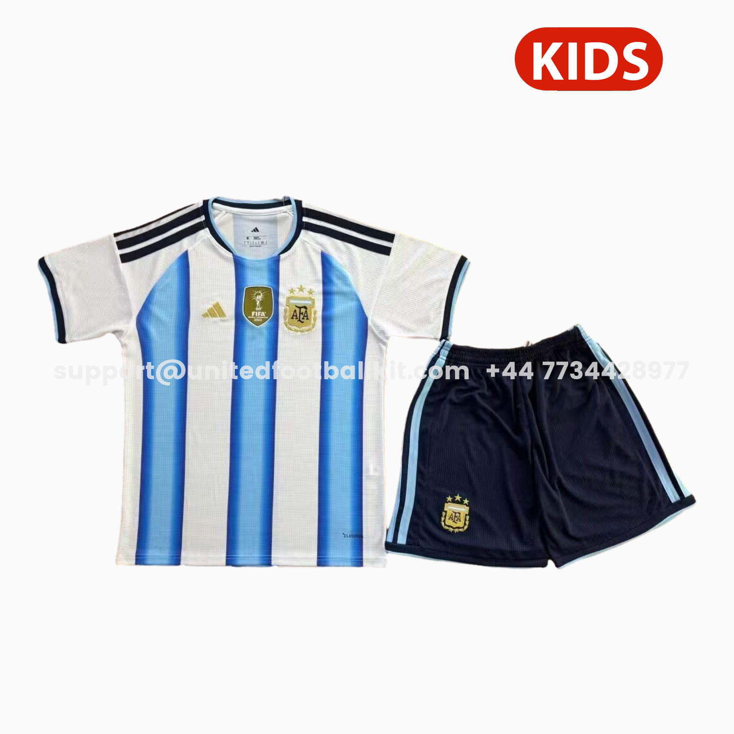 Unitedfootballkit.com | Argentina 2026 Home Kids Kit - With Chest Patch -Customize Name, Number and Patch | Worldwide Shipping