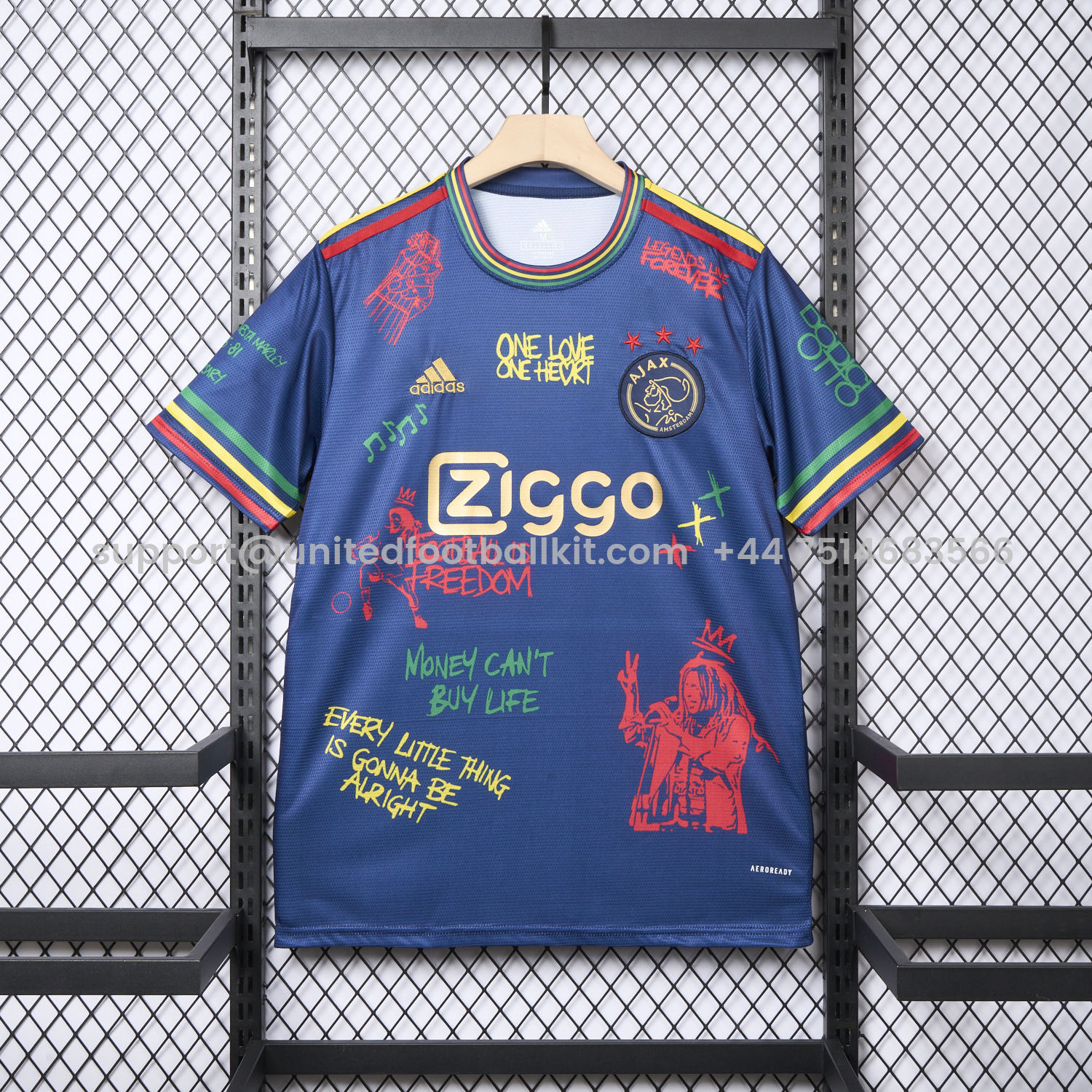 Unitedfootballkit.com | Ajax x B-O-B Marly 2025-26 40th Blue Special Edition Jersey - Fans Version -Customize Name, Number and Patch | Worldwide Shipping