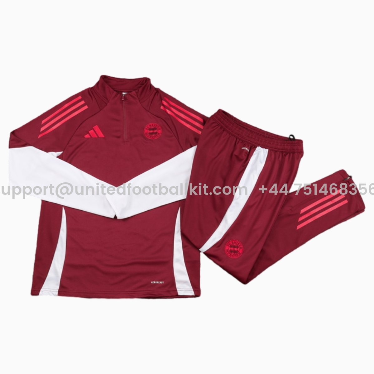 Unitedfootballkit.com | Bayern Munich 24-25 Long Sleeve Training Set - Deep Red -Customize Name, Number and Patch | Worldwide Shipping